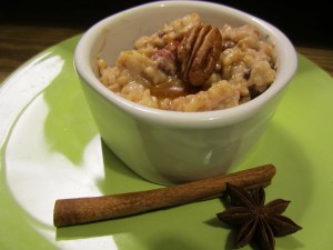 Cinnamon-Cardamom Rice Pudding with Honeyed Rosewater Sauce