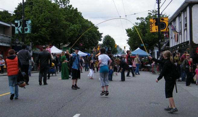 Jump rope in the street, on the Drive.