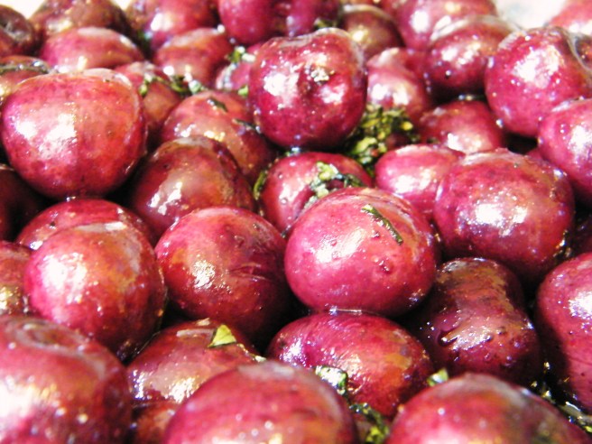 A closer view of the roasted cherries. A closer view of the roasted cherries.