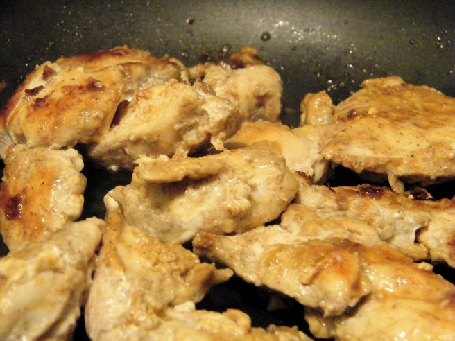 Sautéing the chicken.