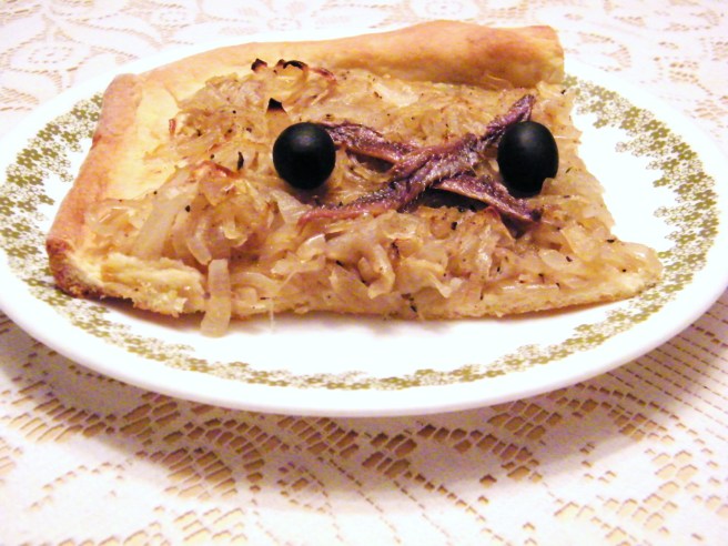 A corner slice, ready to eat.