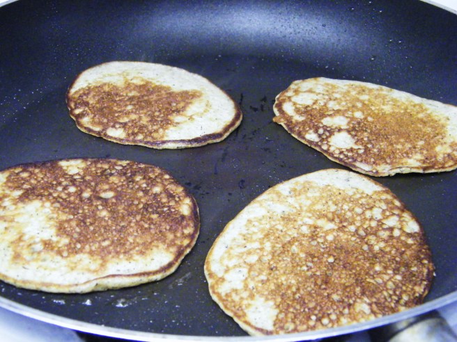 Blini in the frying pan.