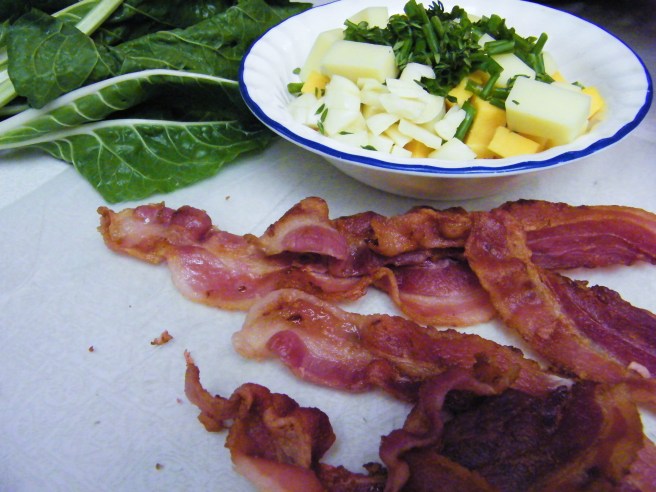 Bacon, Swiss chard, and the rest of the pumpkin filling ingredients.