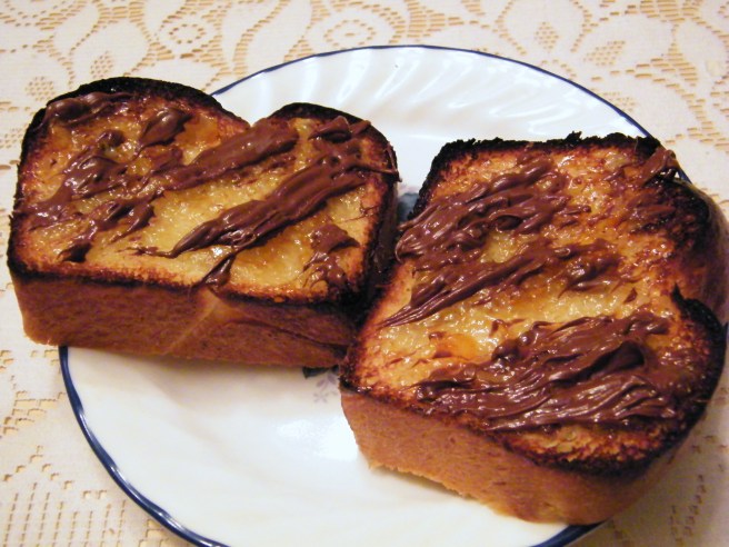 On the plate, just about to disappear.