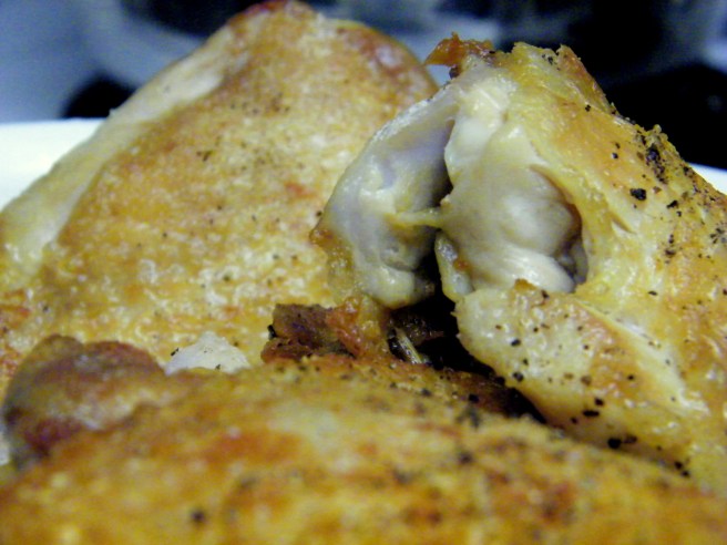 Browning the chicken thighs.