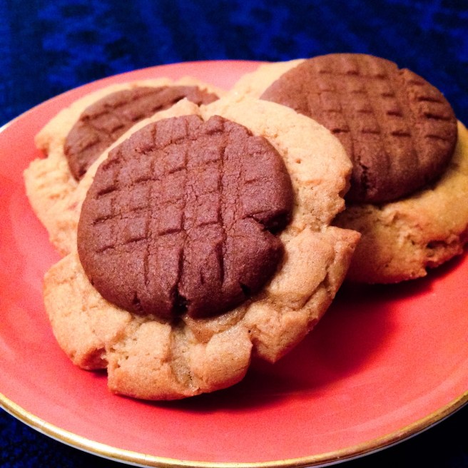 Chocolate, Peanut Butter, and Butterscotch Layered Cookies