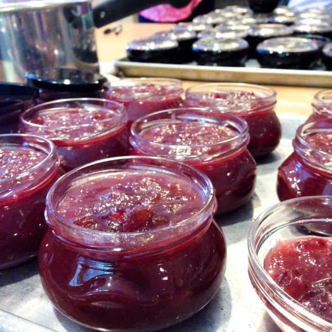 Freshly made rhubarb jam